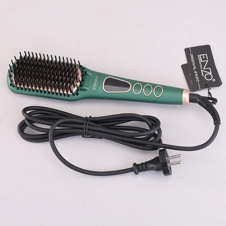 ENZO – Brosse Lissante Chauffante Pro en Céramique Professionnelle ✨ فرشاة إنزو بروفيشنال لتنعيم وحماية الشعر