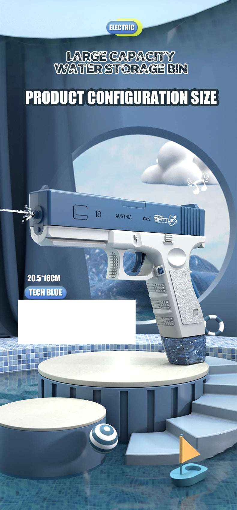 Glock d’Eau مسدس ماء قوي للصيف – للأطفال و الكبار