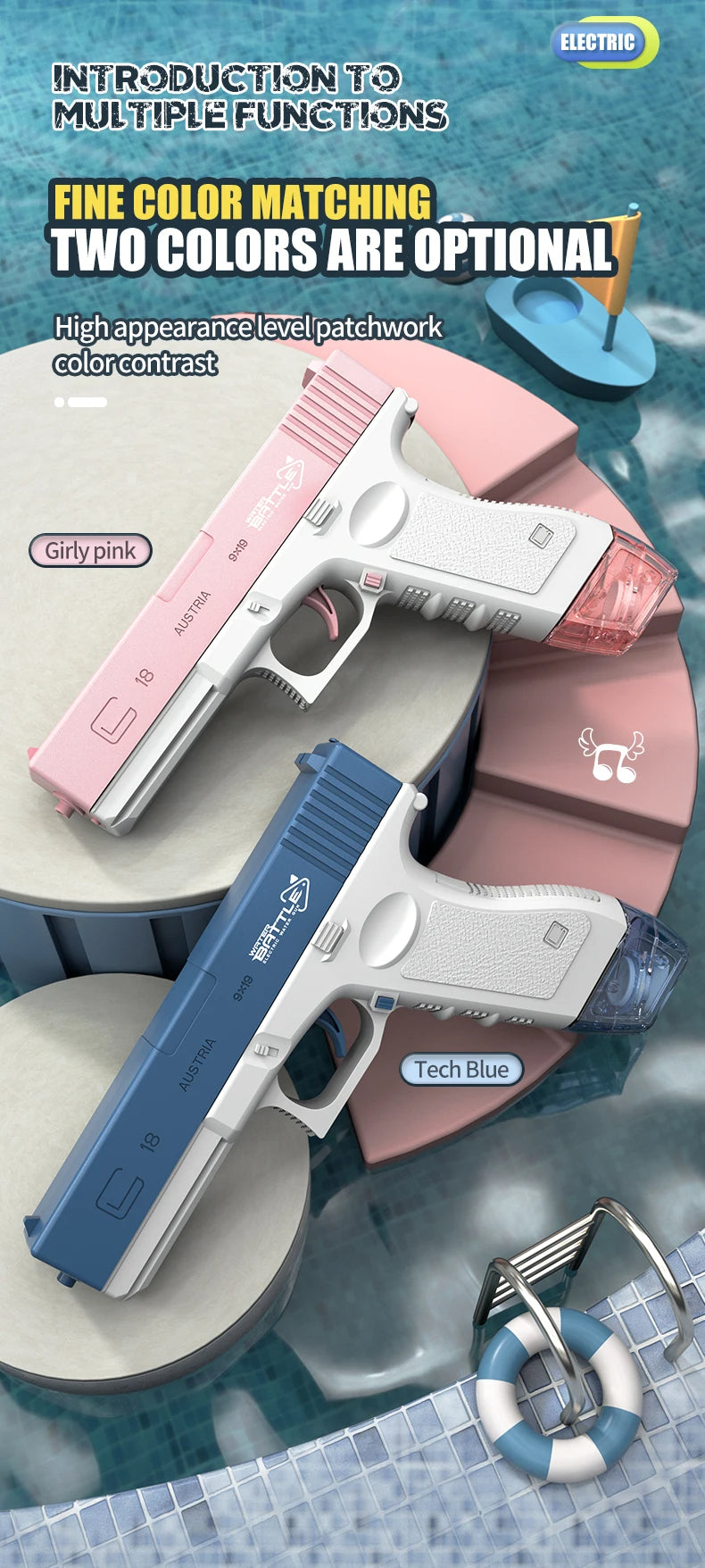 Glock d’Eau مسدس ماء قوي للصيف – للأطفال و الكبار